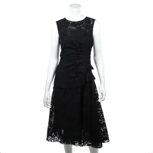 Oscar de la Renta Black Lace Sleeveless Midi Dress Size XXS | US 2