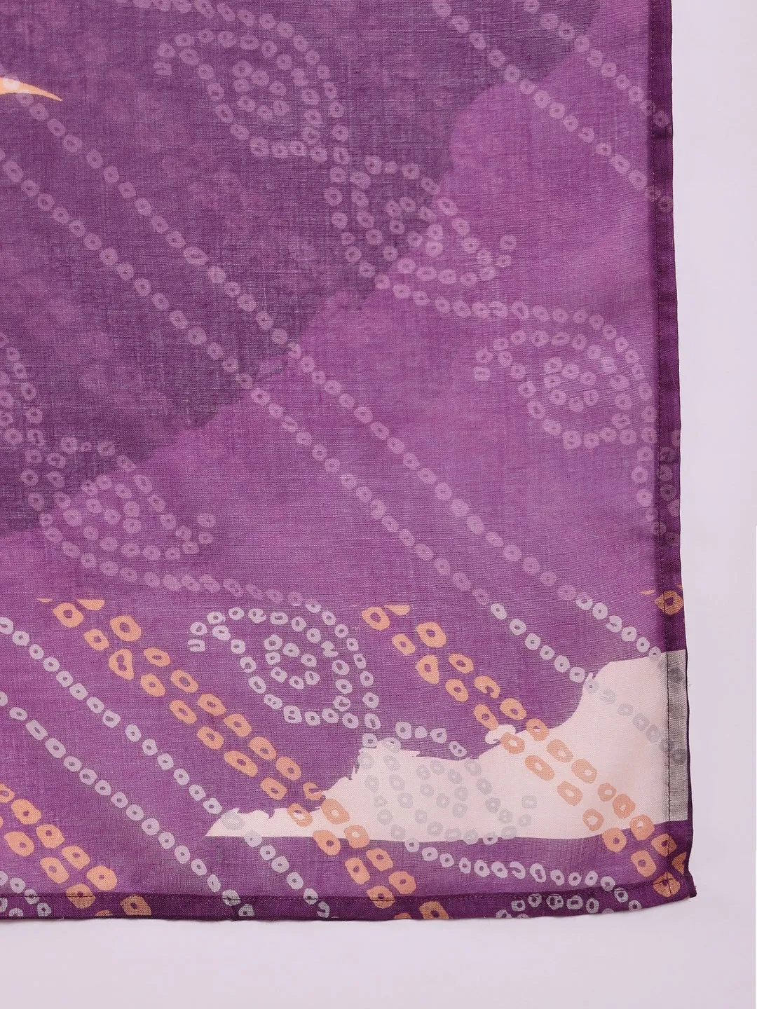 Purple Silk Blend Floral Print 3-Piece Kurta Set