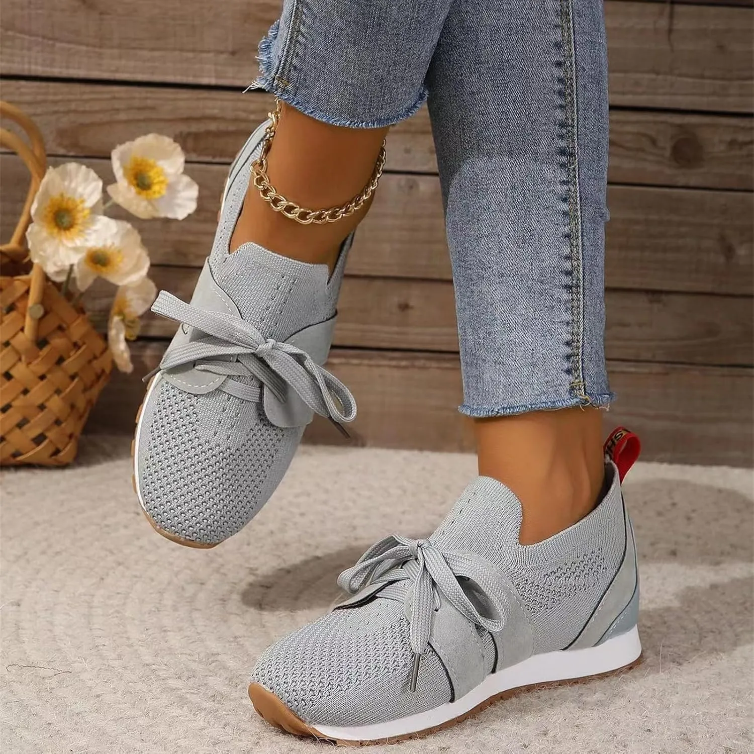 Running Shoes For Women Slip On Breathable Mesh Walking Shoes Fashion Sneakers Comfort Tennis Athletic Workout Shoes