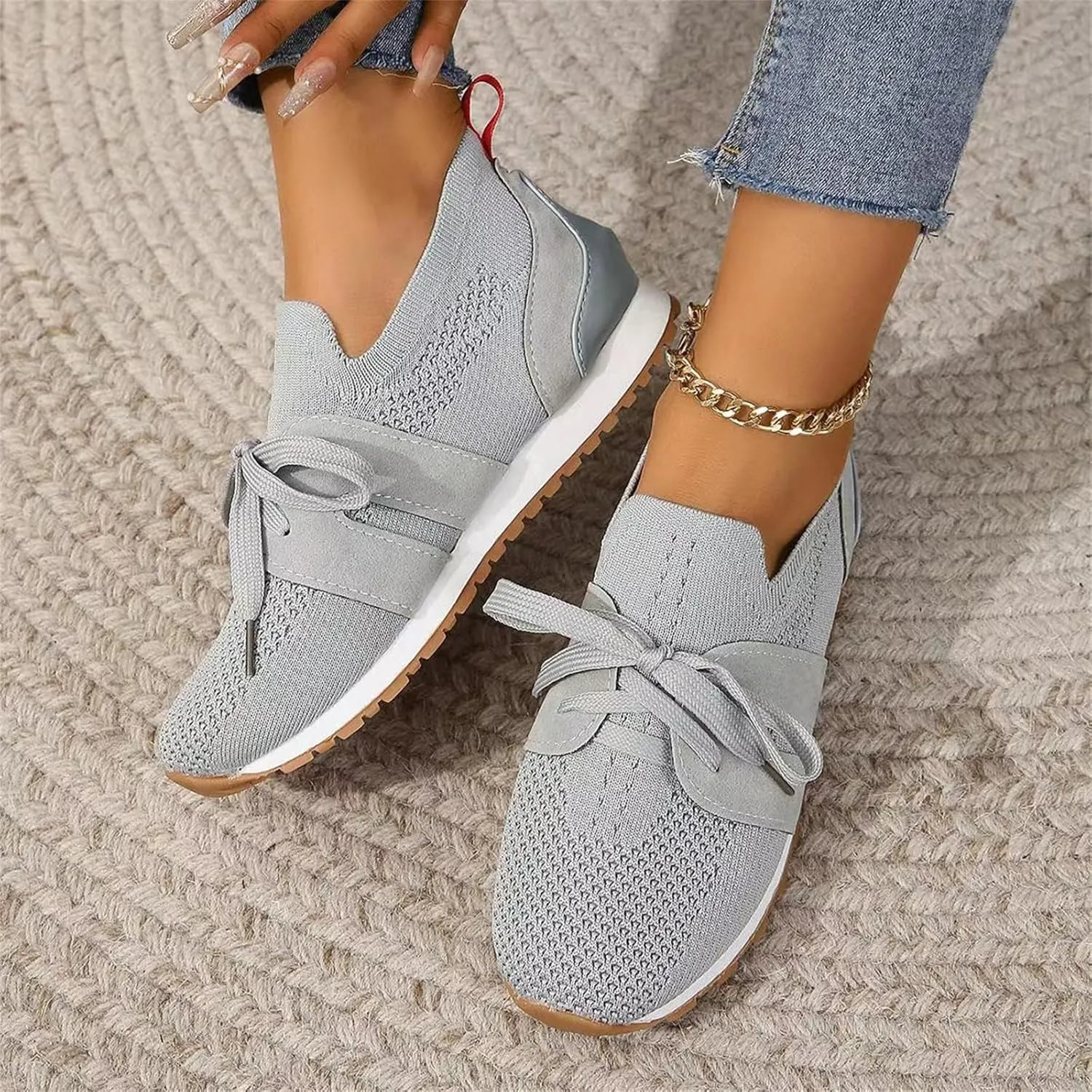 Running Shoes For Women Slip On Breathable Mesh Walking Shoes Fashion Sneakers Comfort Tennis Athletic Workout Shoes