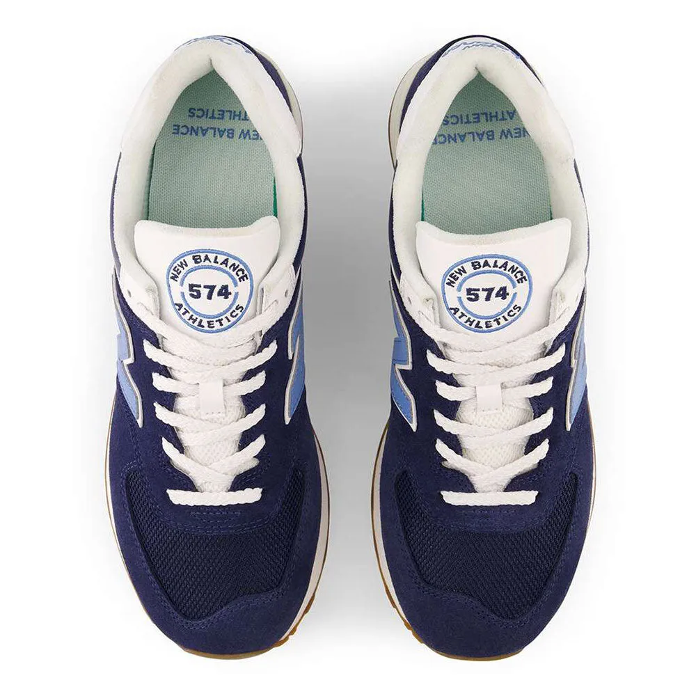 Scarpe Unisex NEW BALANCE Sneakers 574 in Pelle e Tessuto colore Dark Navy