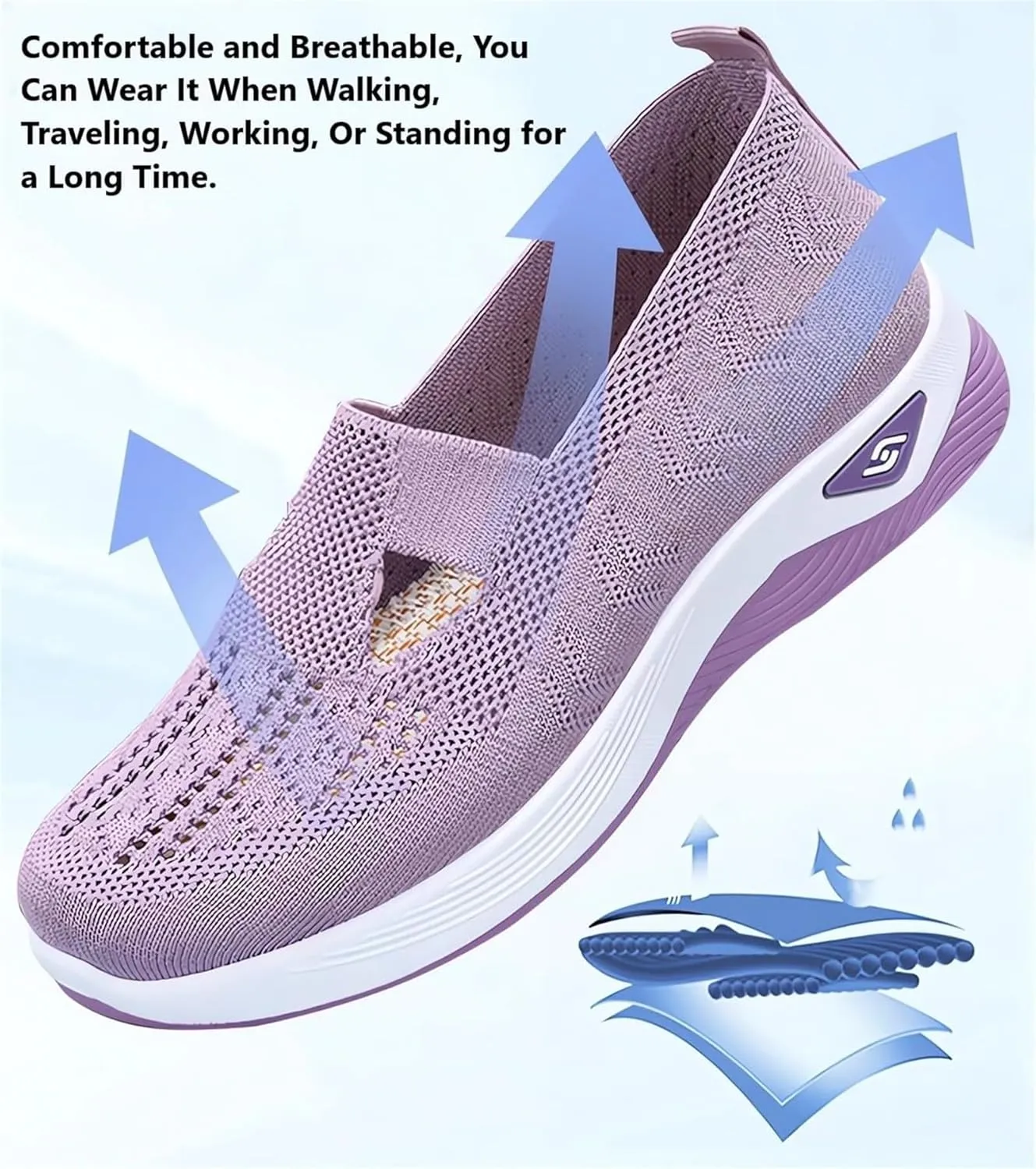 Thatrich Orthopedic Shoes for Women Breathable Soft Slip On Sneakers Comfort Mesh Up Stretch Sneaker Diabetic Walking Shoes