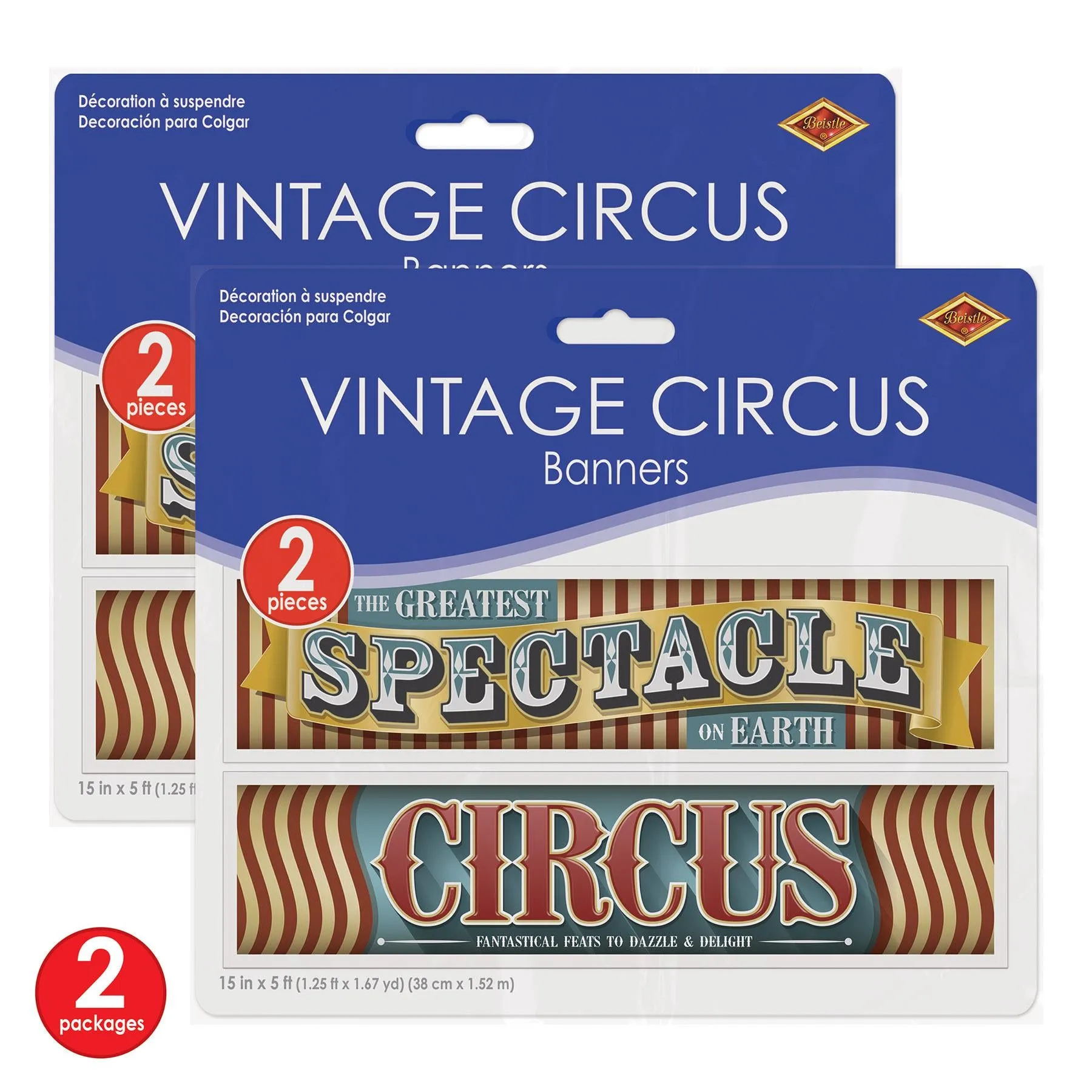 Vintage Circus Party Banners (2 per Package)