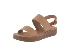WOMAN'S CAMEL NUB PU LEATHER SANDALS REMUS