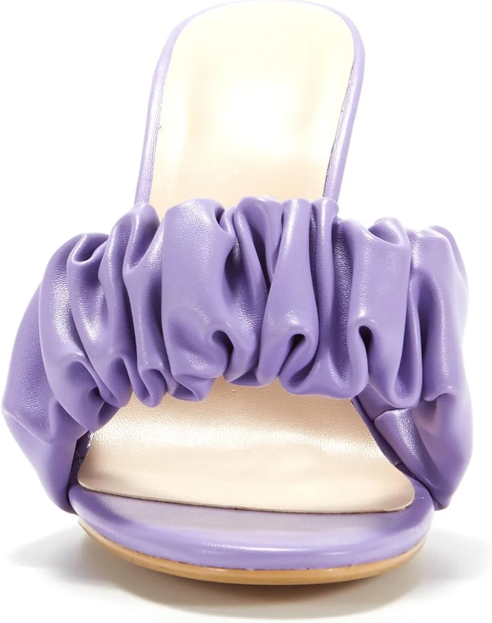 Women Wedge Heel Slip on Mule Shoes Single Strap Transparent Slide High Heel Slipper Shoes Purple