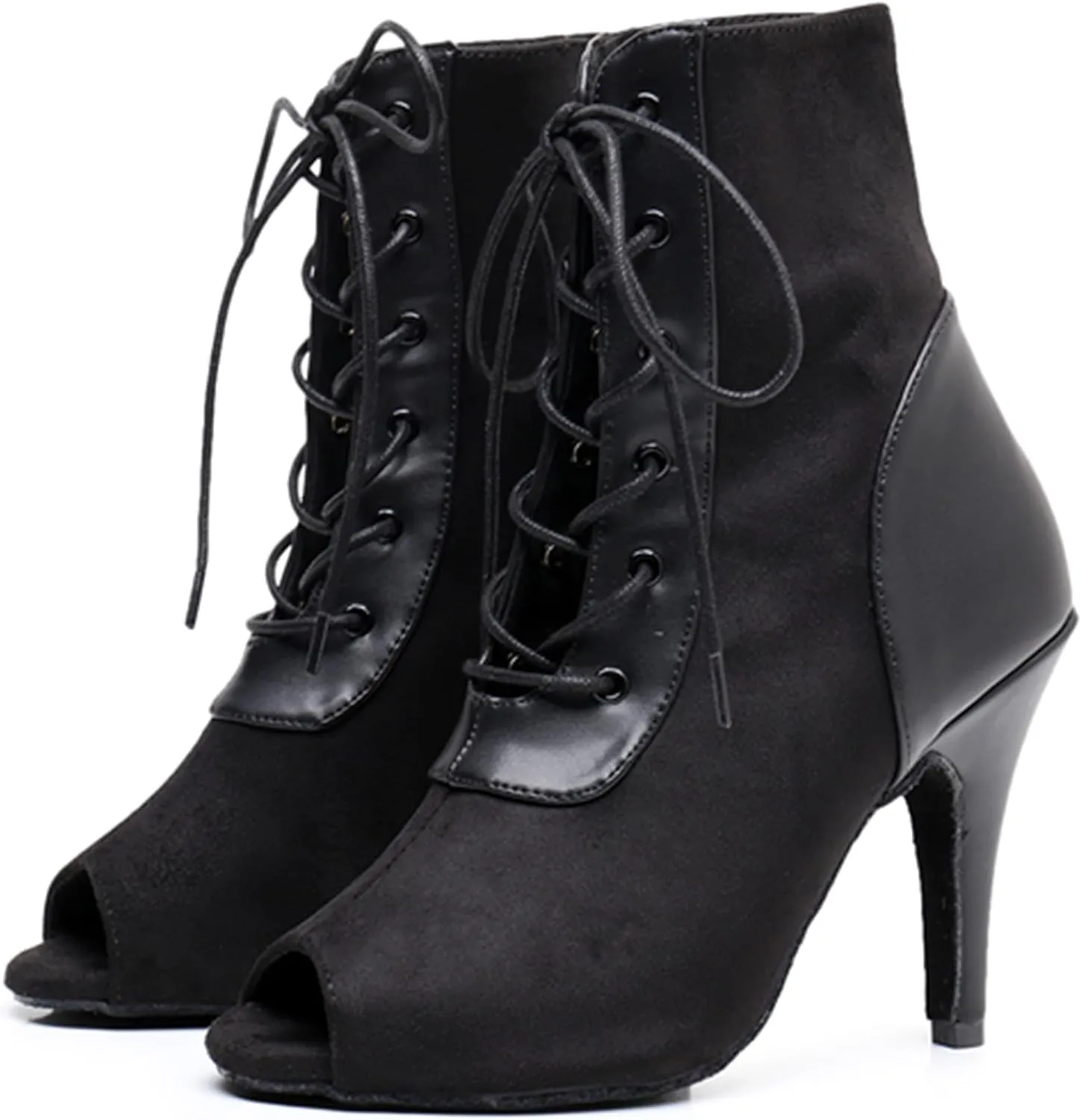 Womens Girls Professional Dance Shoes Lace-up Latin Tango Ballroom Boots Party Prom Ankle Booties X3211