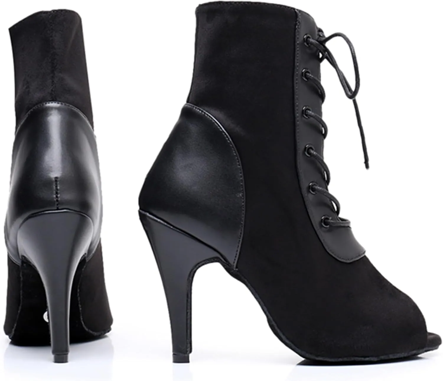 Womens Girls Professional Dance Shoes Lace-up Latin Tango Ballroom Boots Party Prom Ankle Booties X3211