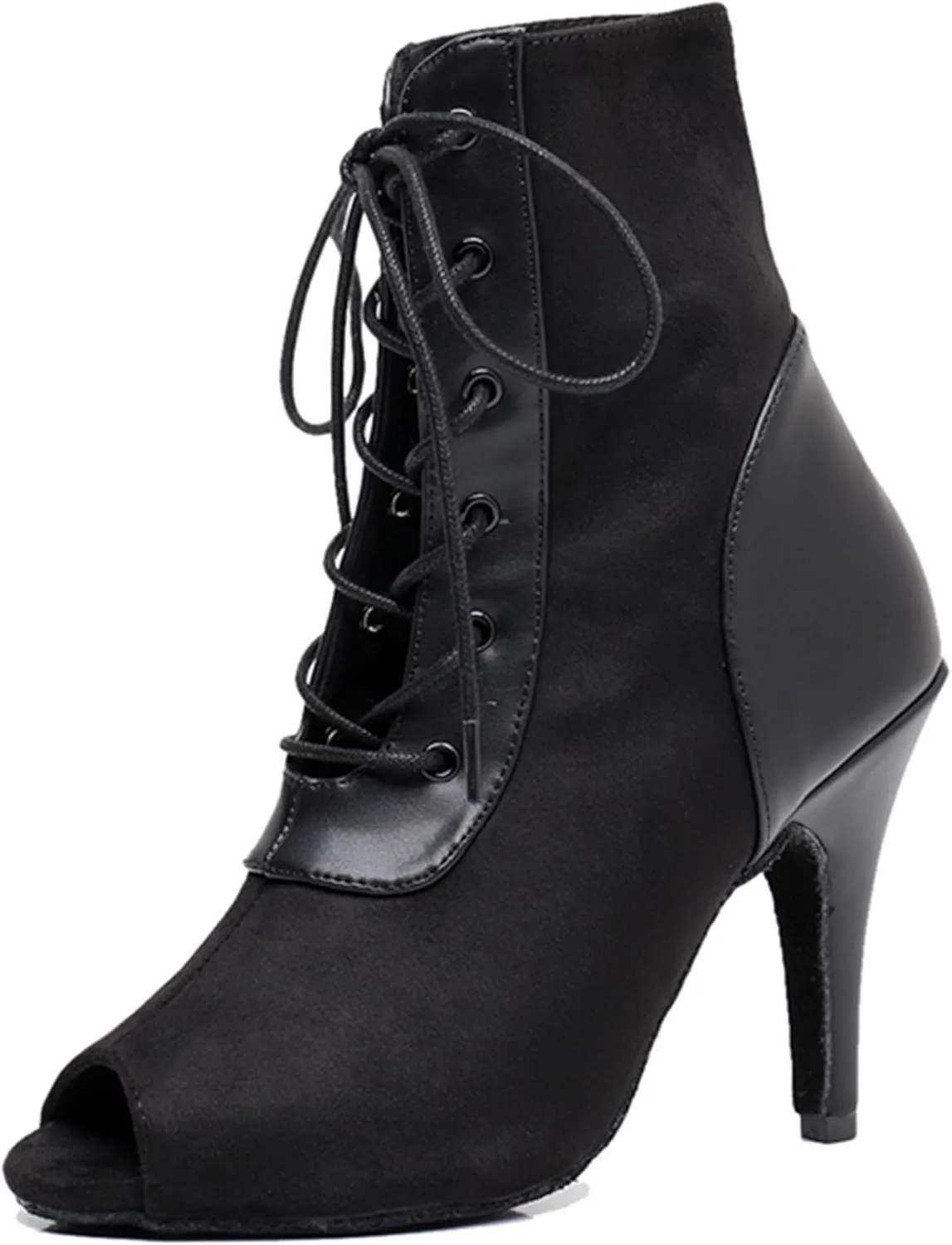 Womens Girls Professional Dance Shoes Lace-up Latin Tango Ballroom Boots Party Prom Ankle Booties X3211