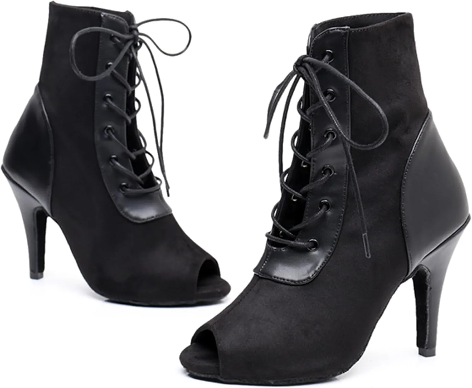 Womens Girls Professional Dance Shoes Lace-up Latin Tango Ballroom Boots Party Prom Ankle Booties X3211