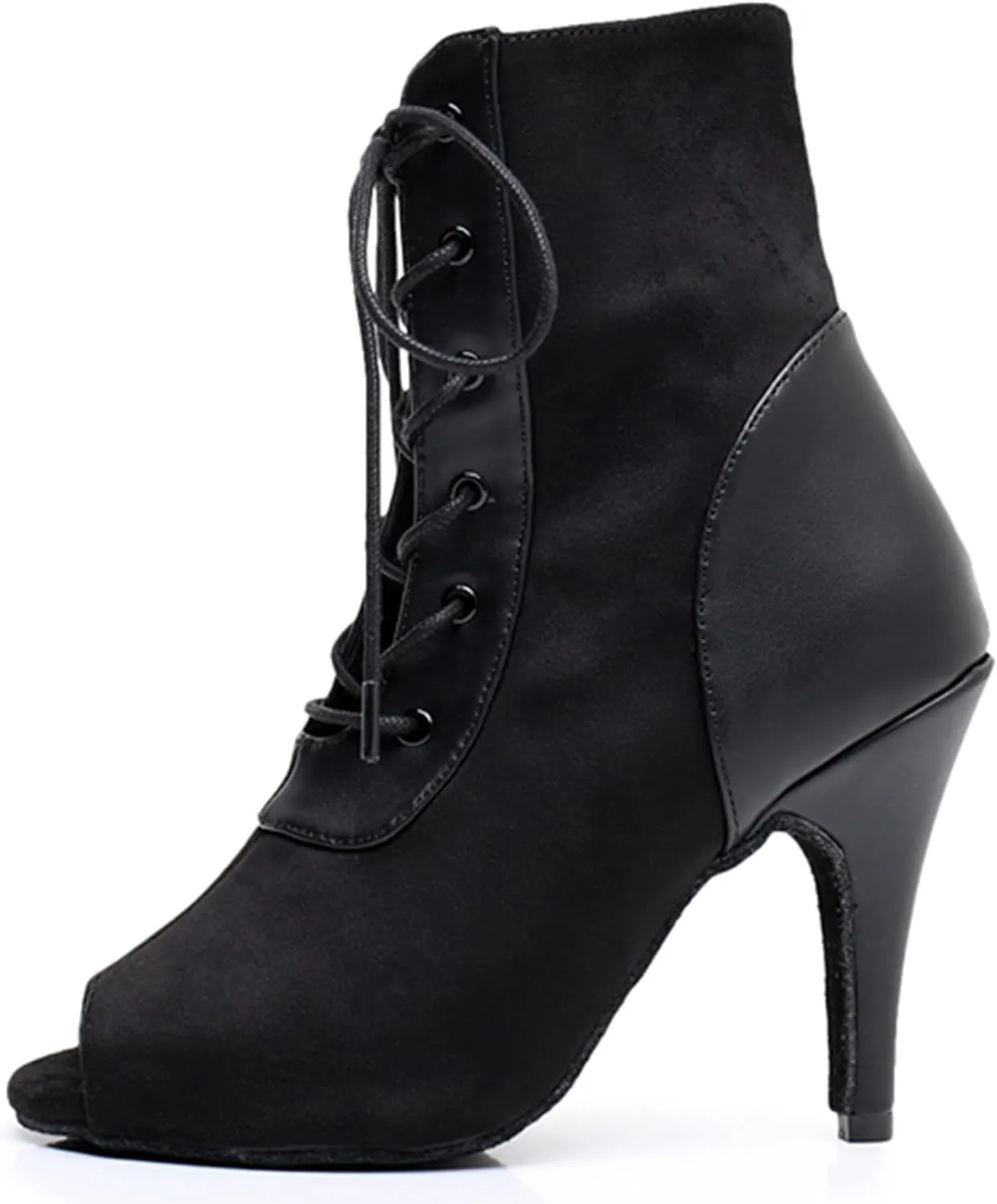 Womens Girls Professional Dance Shoes Lace-up Latin Tango Ballroom Boots Party Prom Ankle Booties X3211