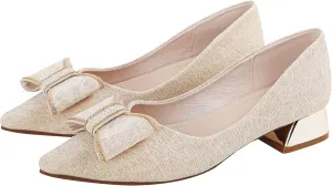 Women's Low Block Chunky Heels Dress Shoes Pointed Toe Closed Toe Work Pumps Slip on Comfort Dress Shoes for Women