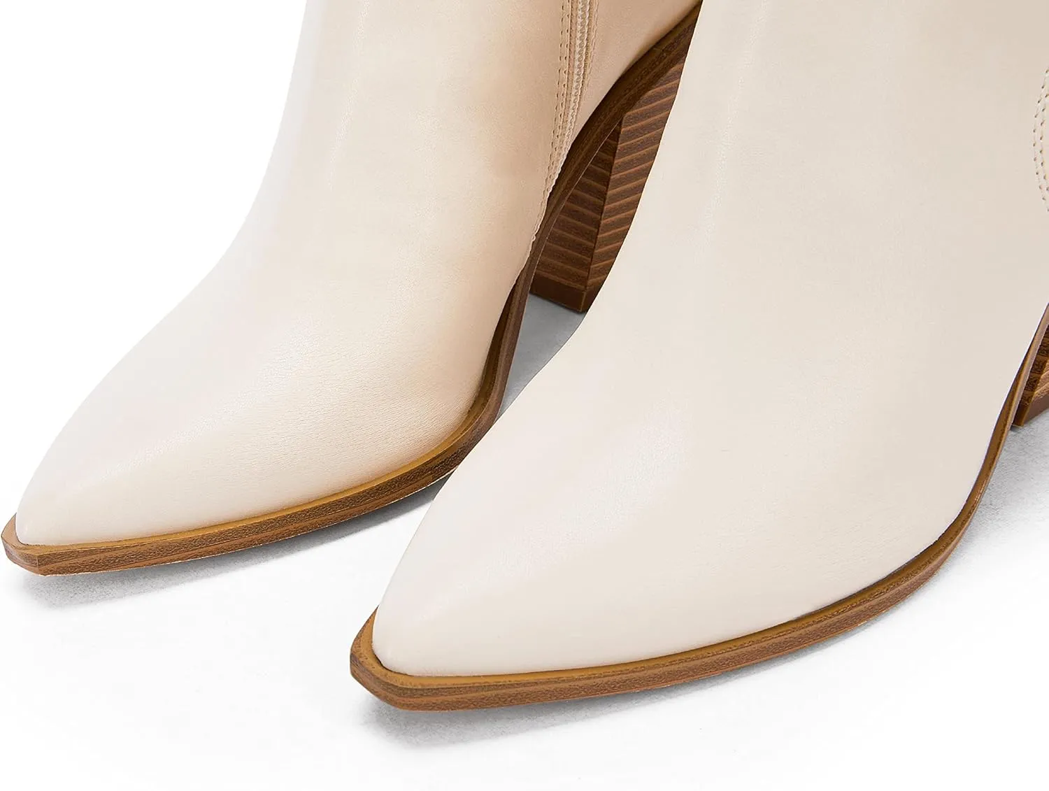 Womens Pointed Toe Ankle Boots Block Stacked Chunky Heel Cutout Side Zipper Fall Booties Shoe