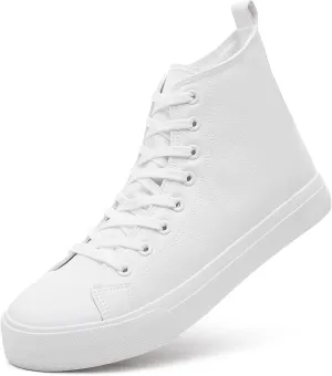 yageyan Mens Black high top Leather Sneakers for Men lace up Casual Comfortable Shoes